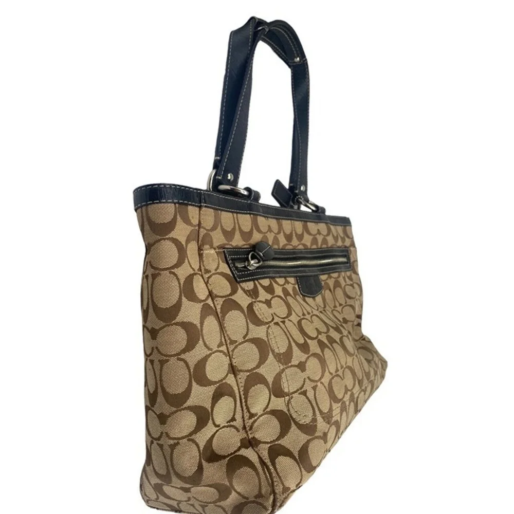 COACH PENELOPE Purse SIGNATURE CANVAS LEATHER Strap TRIM SHOULDER  BAG F14694